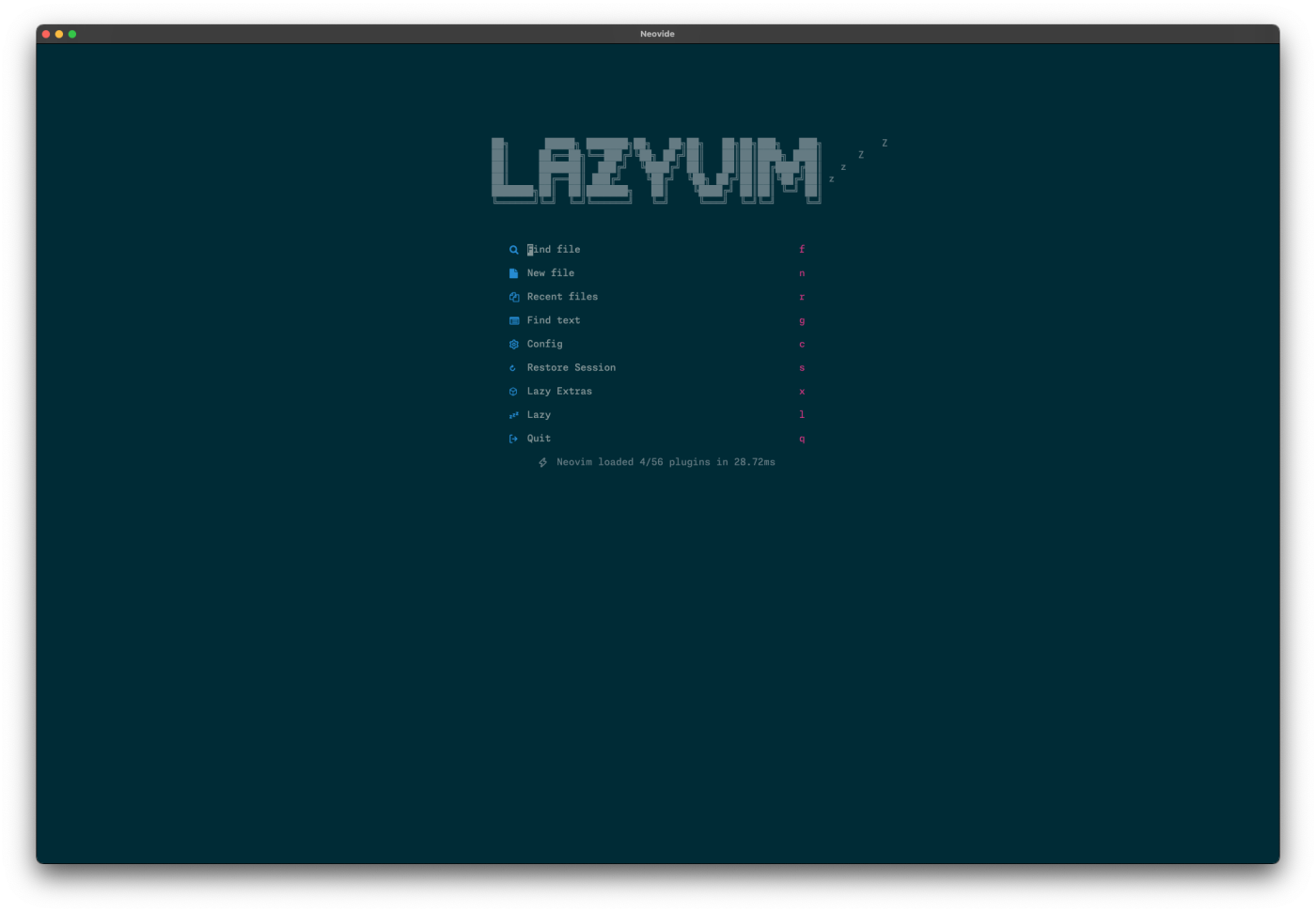 LazyVim in NeoVide with Solarized dark colorscheme